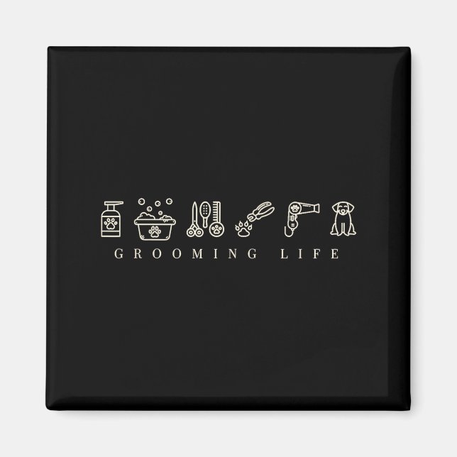 Imán Dog Grooming Dog Groomer Life Work Pet Groomer Ico (Frente)