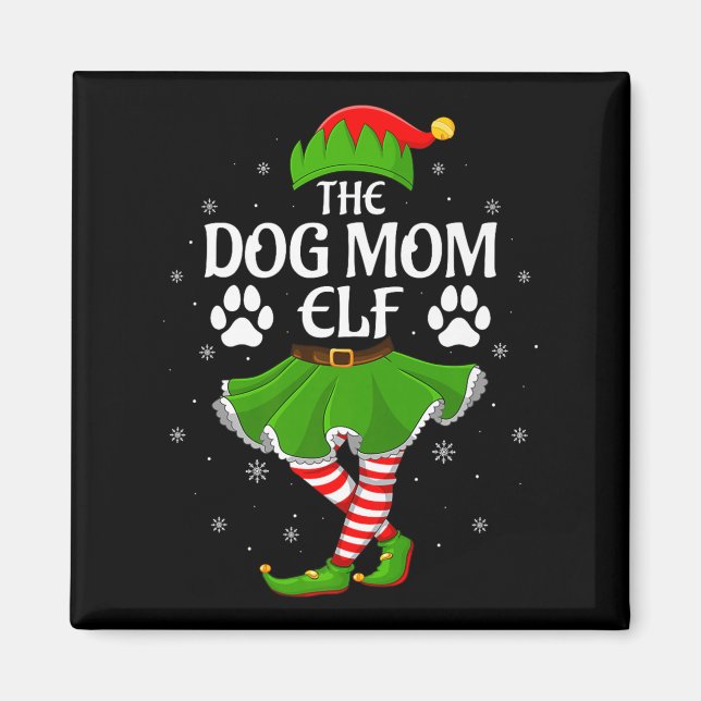Imán Dog Mom Elf Christmas Family Girls Women Elf Squad (Frente)