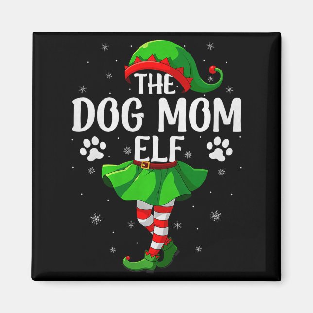 Imán Dog Mom Elf Christmas Girls Women Elf Squad Xmas F (Frente)