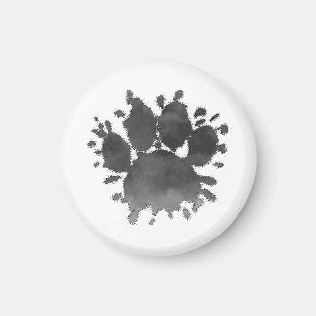 Imán Dog Paw Print Watercolor Canine Paw (Frente)