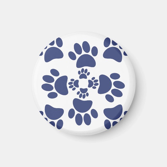 Imán Dog Paws Prints Portuguese Style White and Blue  (Frente)