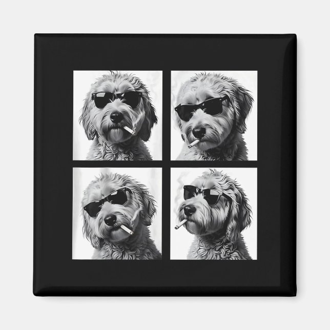 Imán Dog Smoking Cigarette Funny Goldendoodle Photoboot (Frente)