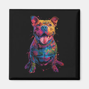 Imán Dog Tattoos Pitbull Tattooed Colorful Tattooed Dog