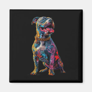 Imán Dog Tattoos Pitbull Tattooed Colorful Tattooed Dog