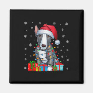 Imán Dog Ugly Xmas enciende Santa Hat Bull Terrier Dog