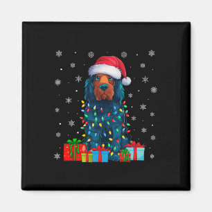 Imán Dog Ugly Xmas Light Santa Hat Perro de agua portug