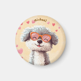 Imán Dog Valentine's Day Heart Badge Kids School