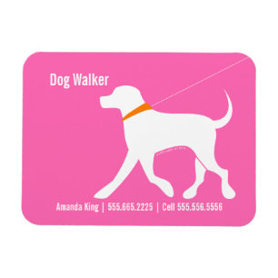 Imán Dog Walker Mascota Business Lab Pink moderno