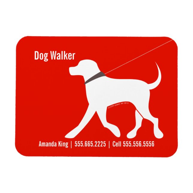 Imán Dog Walker Mascota Business Lab Rojo moderno (Horizontal)