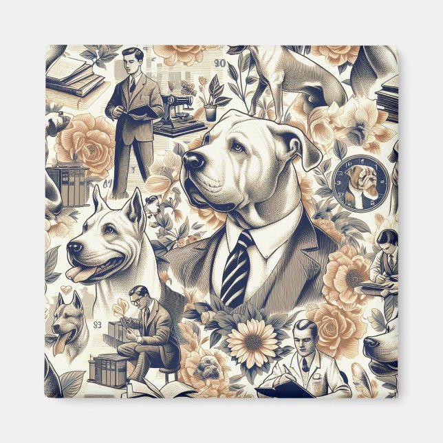 Imán Dogo retro argentino sin mar (Frente)