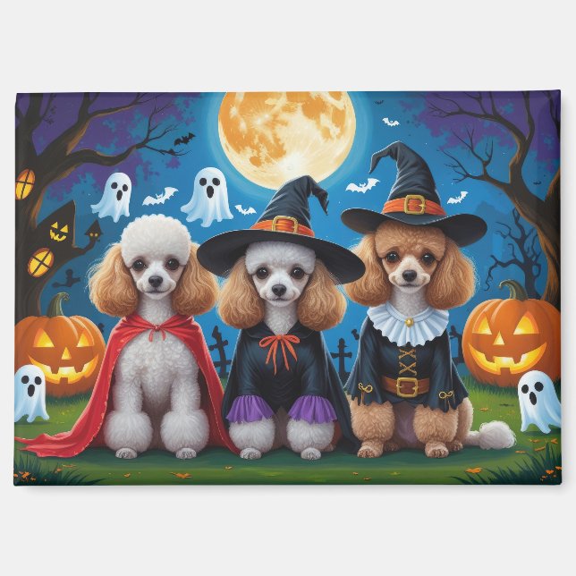 Imán Dogos de caniche Calabaza Halloween Gracioso (Anverso)