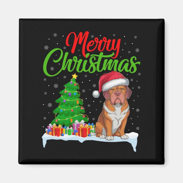 Imán Dogue De Bordeaux Árbol De Navidad Encender Navida (Frente)