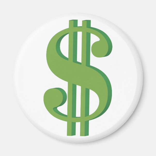 Imán Dolar, signo, 3D (Frente)