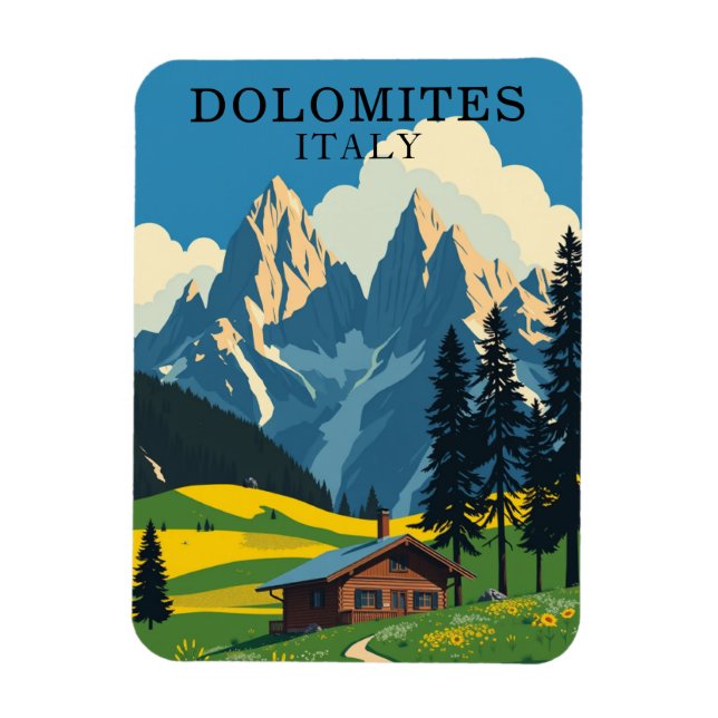 Imán Dolomitas retro Italia Viaje Souvenir (Vertical)