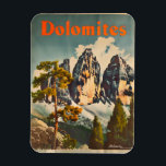 Imán Dolomitas Vintage<br><div class="desc">Una impresionante y nostálgica representación de los Dolomitas, una impresionante cordillera en el norte de Italia. El diseño captura los picos enmarañados, las formaciones rocosas dramáticas y los valles exuberantes, mostrando la belleza única de la gama. La obra de arte, de estilo vintage, evoca el majestuoso y escarpado encanto de...</div>