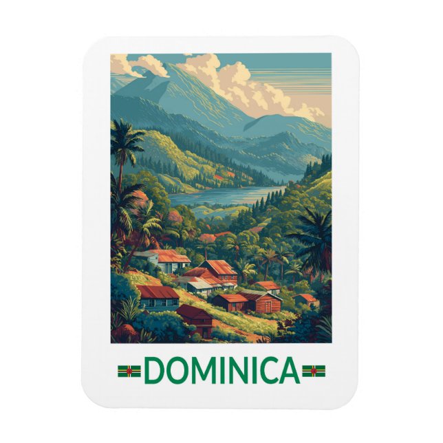 Imán Dominica Travel Art Vintage (Vertical)
