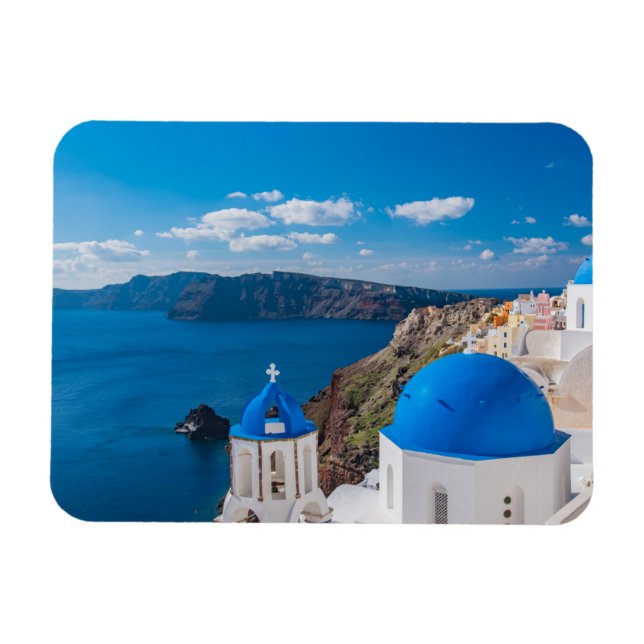 Imán Dominios azules de Santorini (Horizontal)