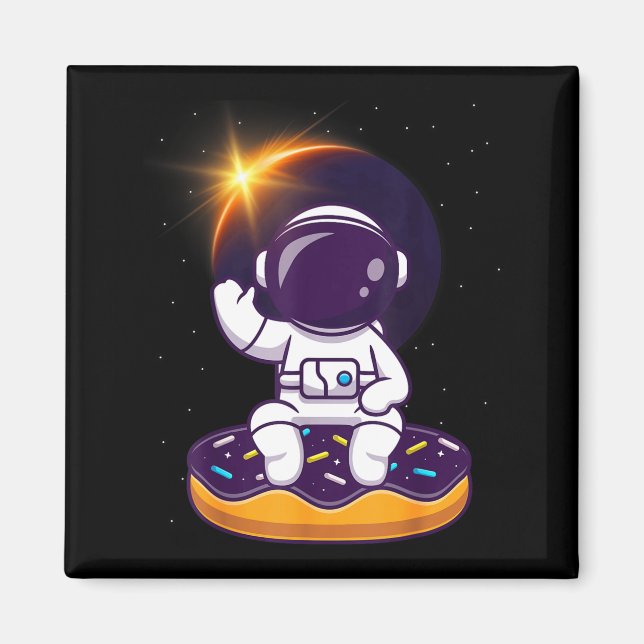 Imán Dona de eclipse solar total de astronauta lindo (Frente)