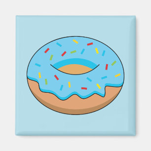 Imán Dona glaseada azul con chispas Dibujo animado