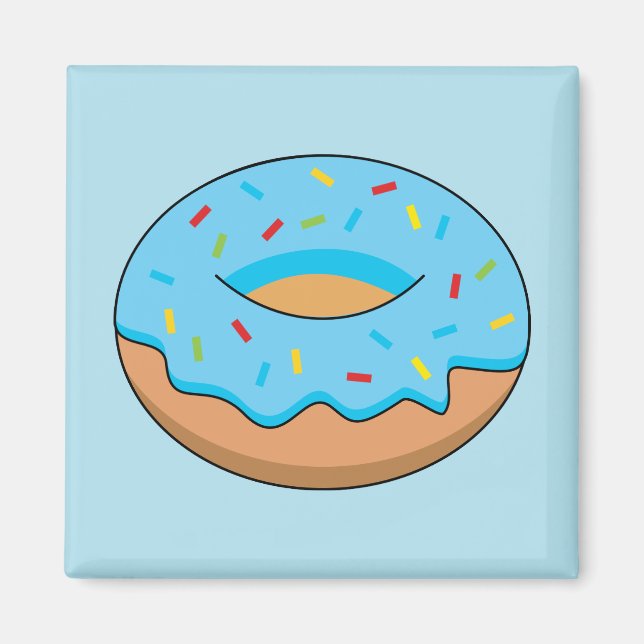 Imán Dona glaseada azul con chispas Dibujo animado (Frente)