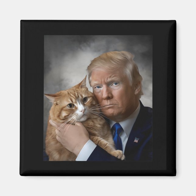 Imán Donald Trump And Cat Funny Trump And Cat, Litical  (Frente)