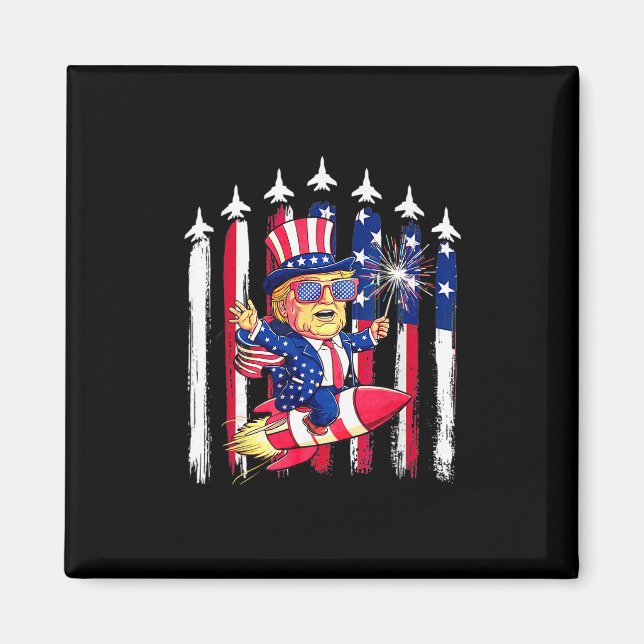 Imán Donald Trump Feliz 4 de Julio para Patriotas Améri (Frente)