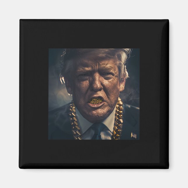 Imán Donald Trump Gold Grillz (Frente)