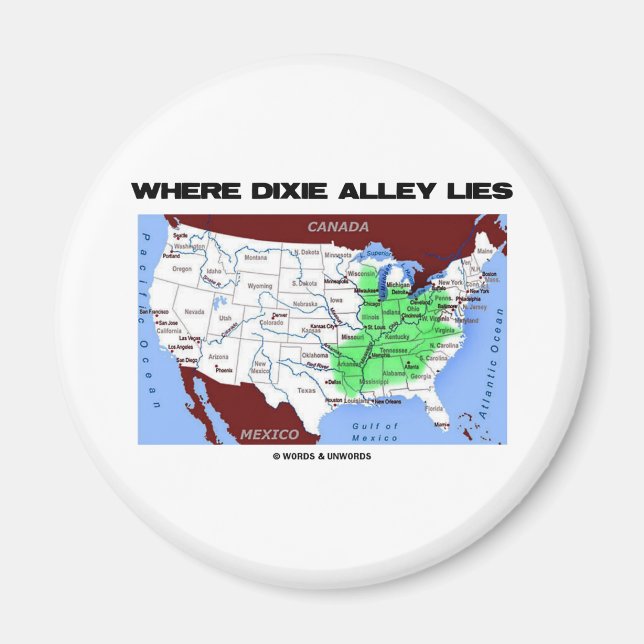 Imán Dónde está Dixie Alley (Mapa de los Estados Unidos (Frente)
