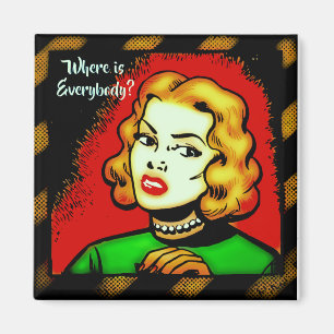 Imán ¿Dónde Están Todos? Retro Comic Magnet