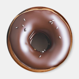 Imán Donut con escarcha de chocolate y rociadores blanc