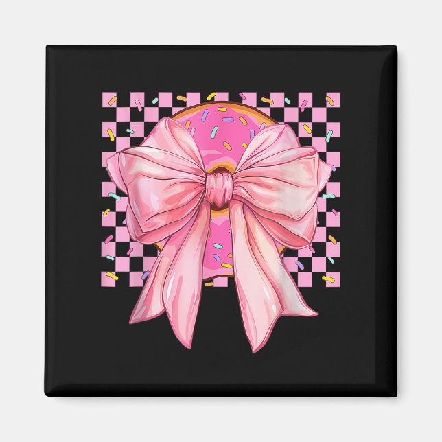 Imán Donut Coquette Bow Chicas divertidas mujeres donan (Frente)