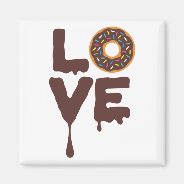 Imán Donut de chocolate con amor a las salpicaduras (Frente)