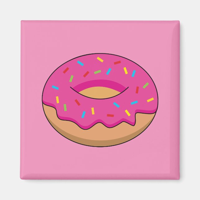 Imán Donut de fresa con Personalizado Sprinkles (Frente)