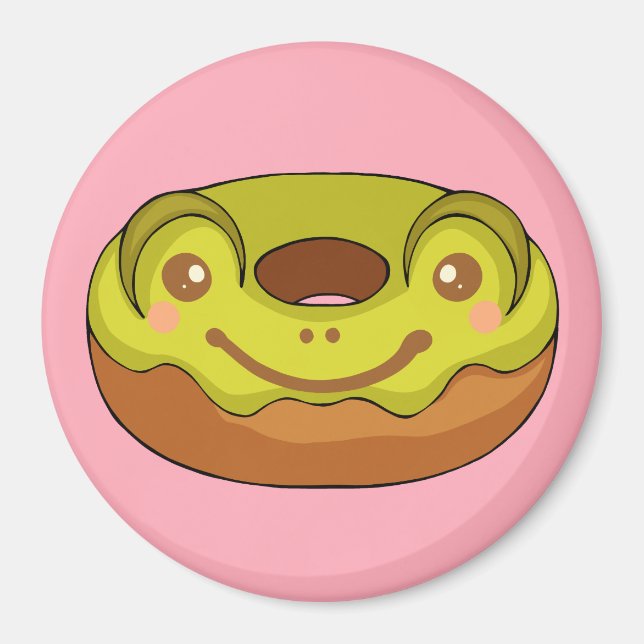 Imán Donut de rana cute matcha (Frente)