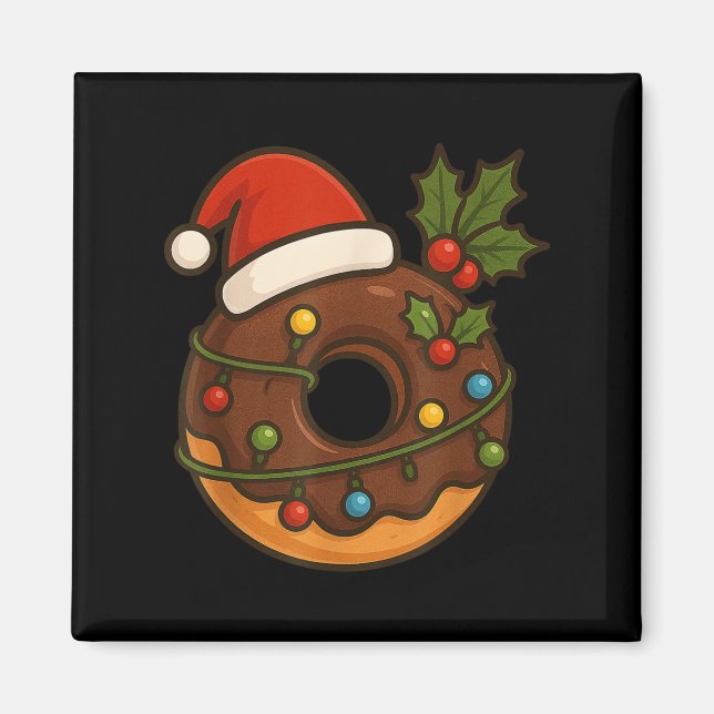 Imán Donut Doughnut Feliz Navidad Navidades Santa Hat B (Frente)