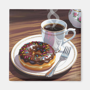 Imán Donut y café de chocolate con escarcha