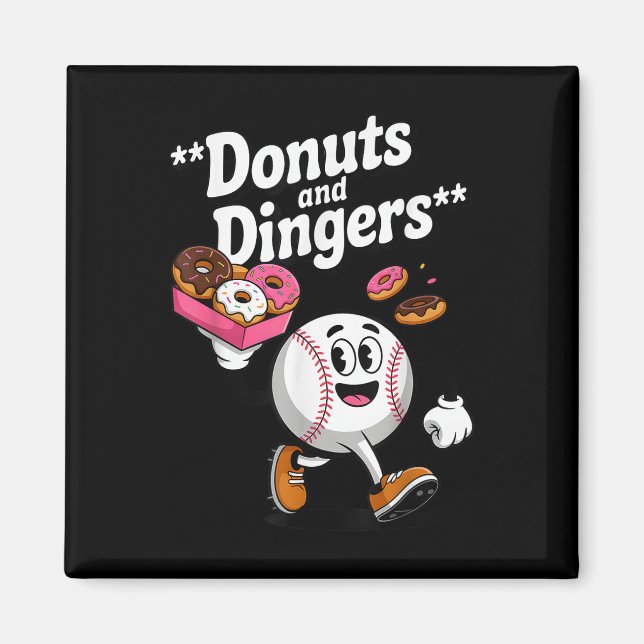 Imán Donuts And Dingers Humor Del Ventilador De Béisbol (Frente)