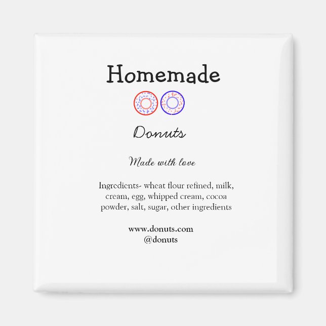 Imán Donuts caseros hechos con amor agregar sitio web d (Frente)