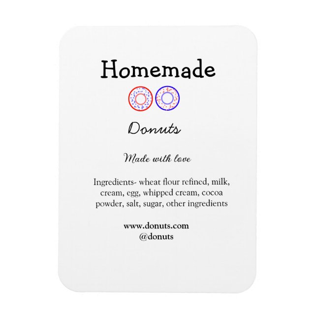 Imán Donuts caseros hechos con amor agregar sitio web d (Vertical)