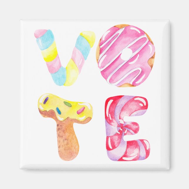 Imán Donuts divertidos y Candy Go Vote (Frente)