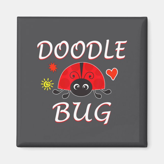 Imán Doodle Bug Funny Doodle Ladybug  (Frente)