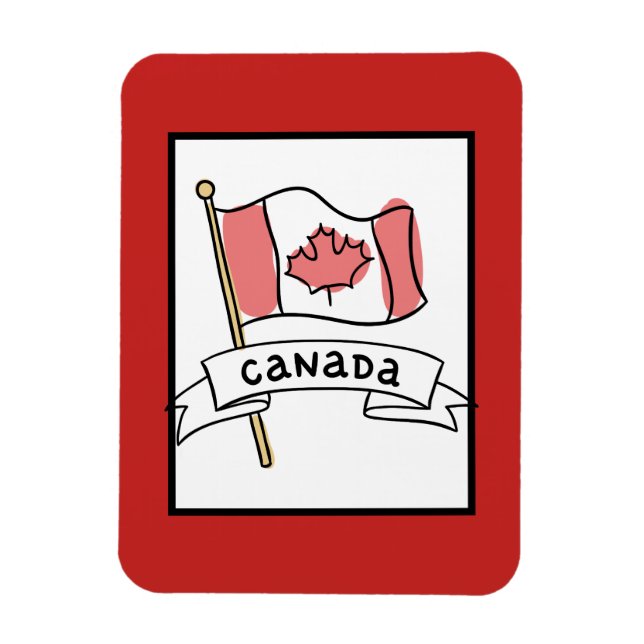 Imán Doodle de la bandera de Canadá (Vertical)
