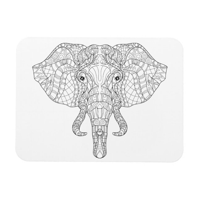 Imán Doodle de la cabeza del elefante 2 (Horizontal)