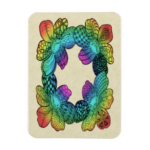 Imán Doodle de la flor arcoiris
