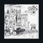 Imán Doodle de Paris France<br><div class="desc">Este diseño presenta un doodle en París,  Francia.</div>