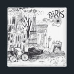 Imán Doodle de Paris France<br><div class="desc">Este diseño presenta un doodle en París,  Francia.</div>