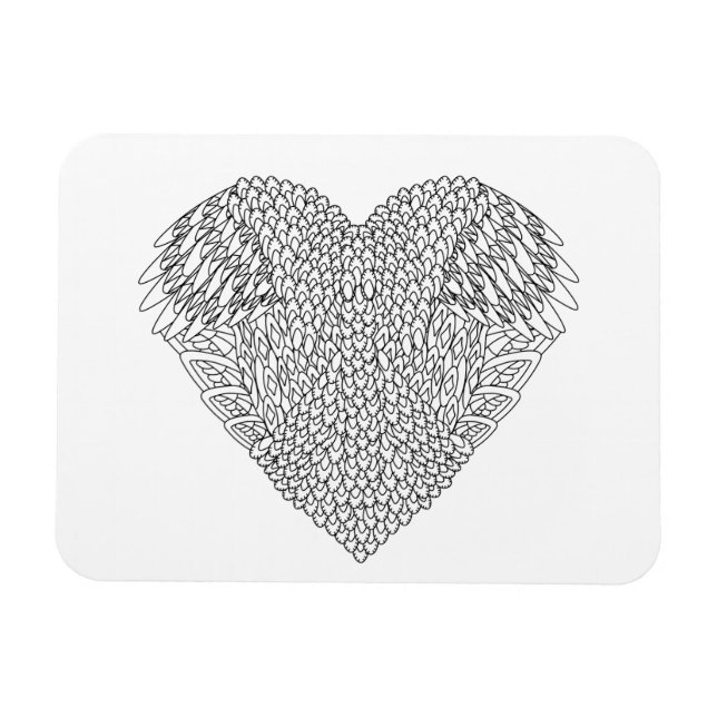 Imán Doodle del corazón alado (Horizontal)