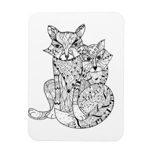 Imán Doodle del Fox de Boho