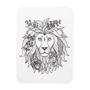 Imán Doodle del león y de las flores