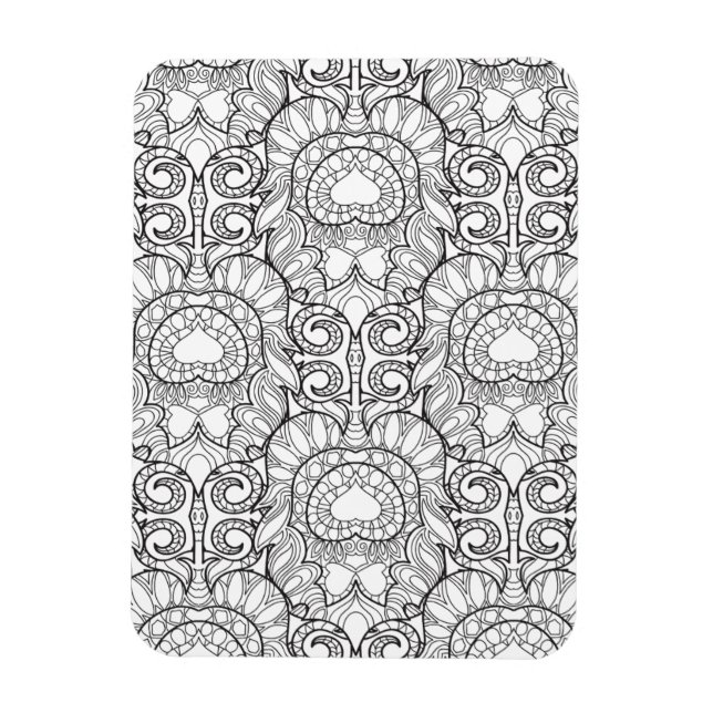 Imán Doodle del patrón de plumas de pavo real (Vertical)